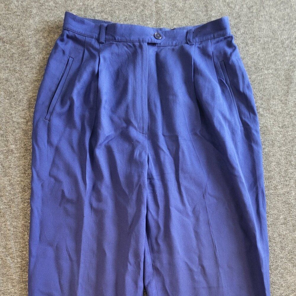 Ralph Lauren Royal Blue Silk Slacks Pants Sz 8 Petite Y2K 80s 90s VTG